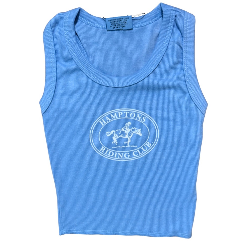 Firehouse Hamptons Riding Club ribbed tank in blue Girls size 4 NWT